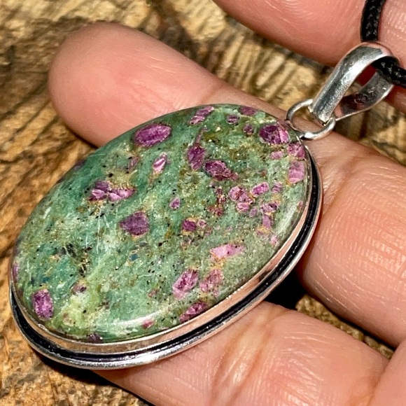 Corundum Ruby Fuchsite Pendant 2” - Picture 3 of 13